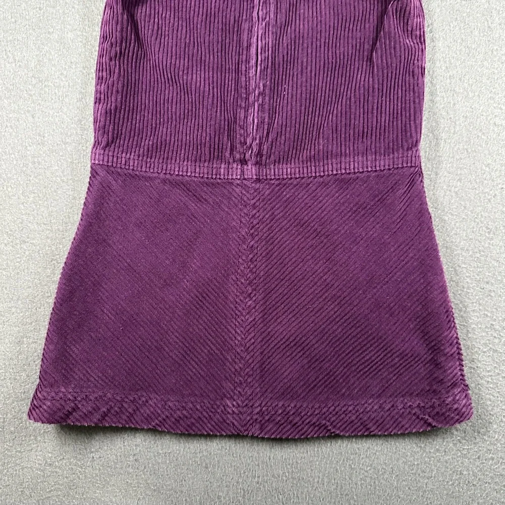 Vtg OshKosh B'gosh Jumper Dress Girls 5 Purple Corduroy Tank Pockets Embroidered